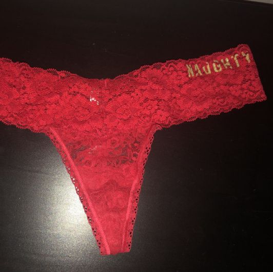 naughty red lace thong