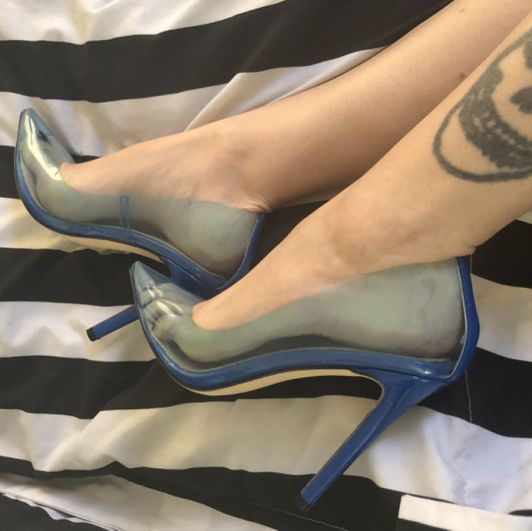 Clear blue heels