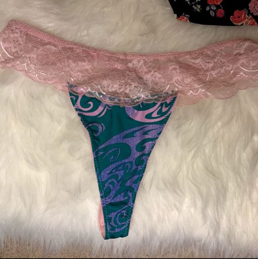 Lacey Pink and Green Thong
