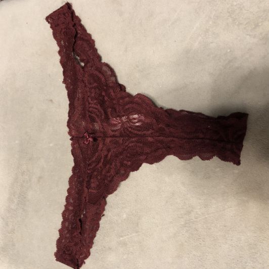 burgundy lace thong