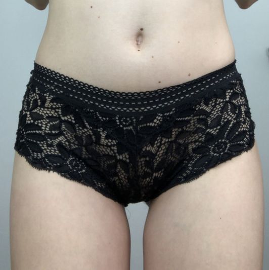 Black flower lace booty shorts