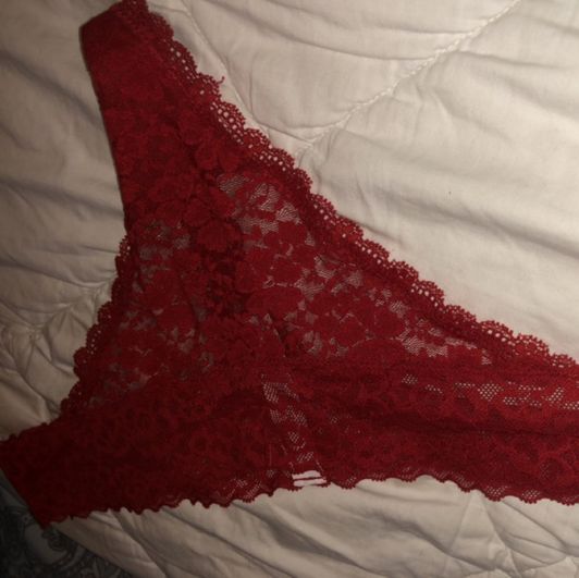 Red lace thong