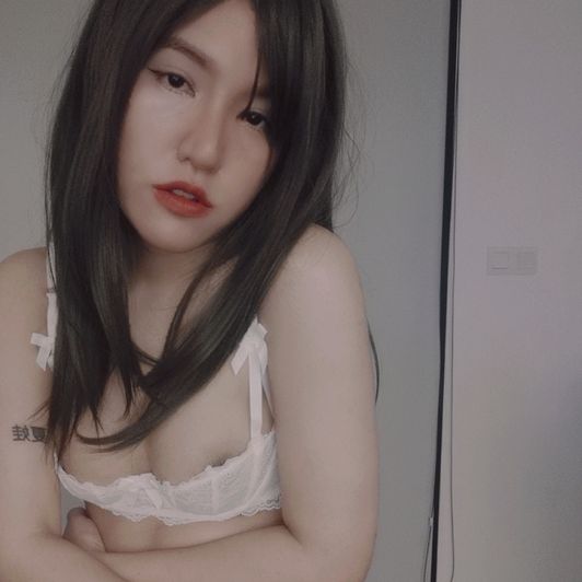 Asian with white lingerie