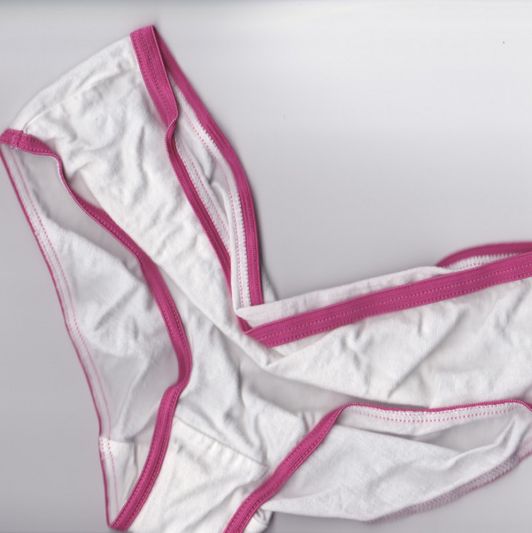 White Cotton Panties with Hot Pink Trim