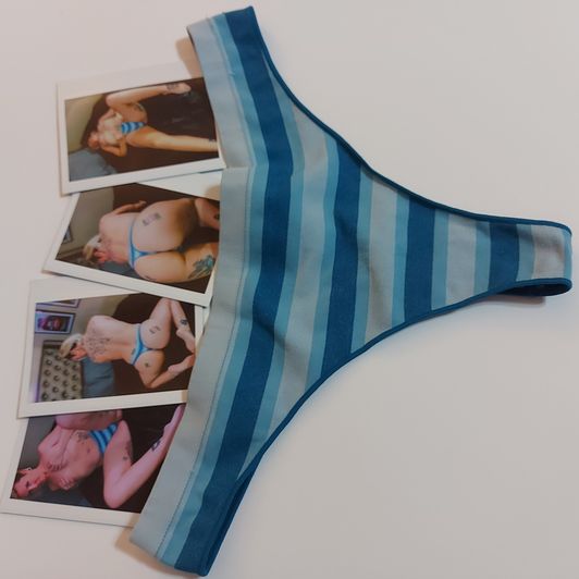 Blue Stripe Panty Pic Set