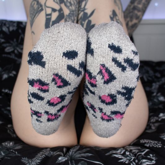 Pink and Blue Spotty Fluffy Socks
