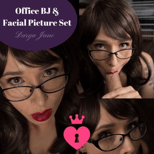 Office babe Blowjob and Facial photo set