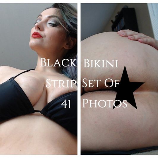 BBW Black Bikini Strip 41 Photo Set