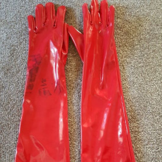 Worn Long Length PVC Gloves