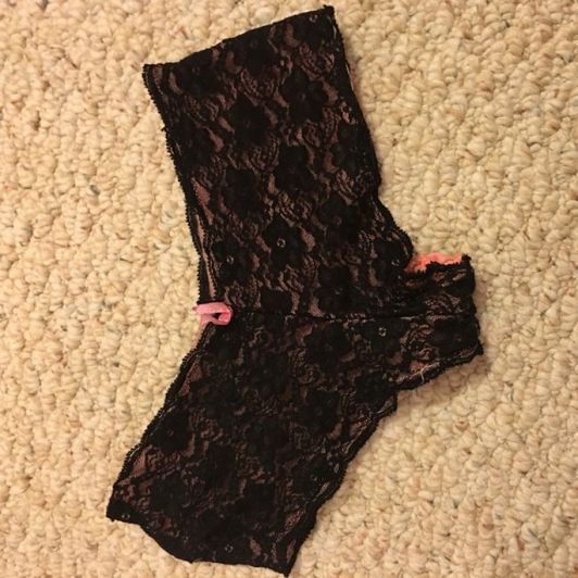 Black and pink lace pantie