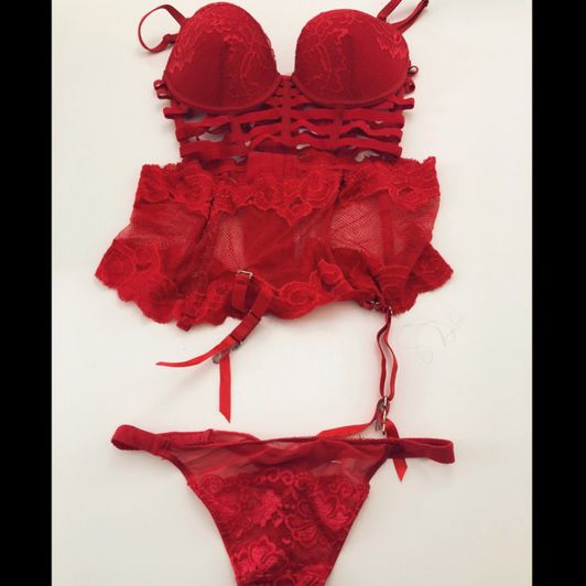 Red bra and panties set