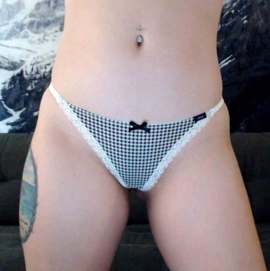 Checkered String Thong with Bow