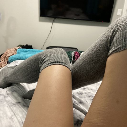 Thigh High Grey Socks