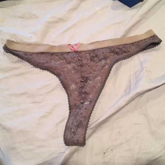 Well Worn Gray Lace Thong