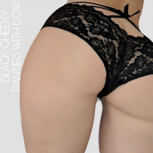 Black Cheeky Panties with Bow