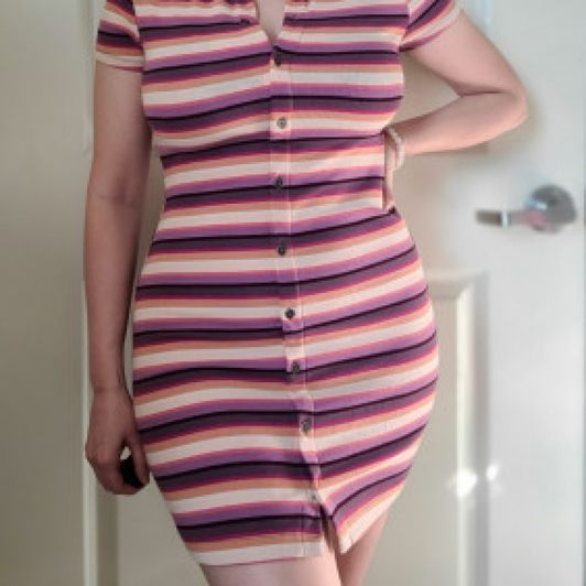 Colorful Striped Polo Tee Dress