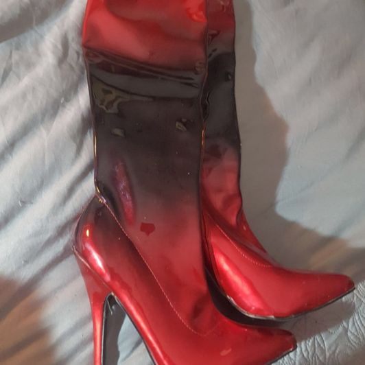 Thigh high mistress Gilf Dom boots crush