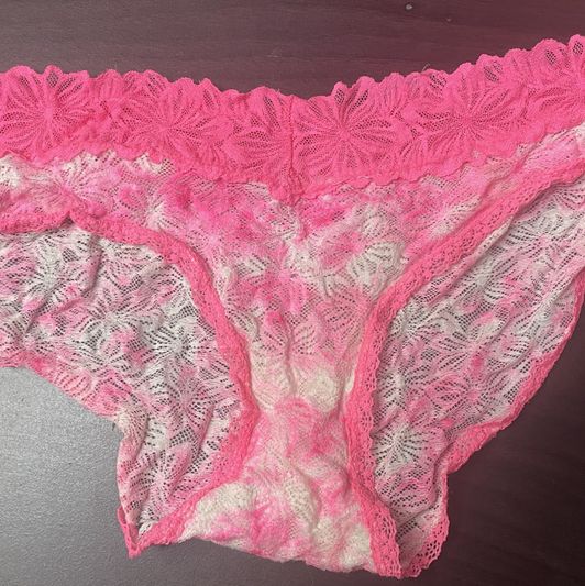 Pink white lace boyshort panties