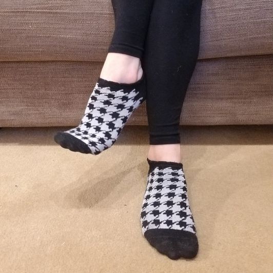 Worn Black and White Ankle Socks