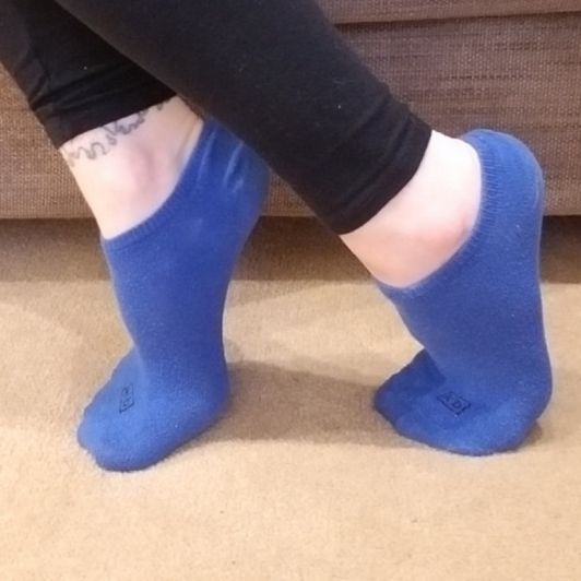 Worn Blue Ankle Socks
