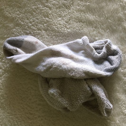 White dirty workout socks