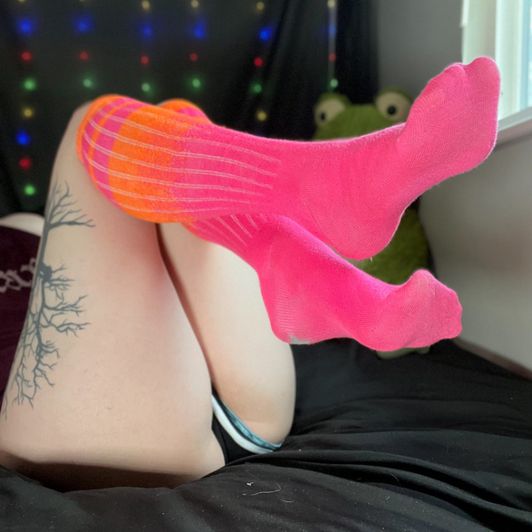 Long Pink and Orange Socks