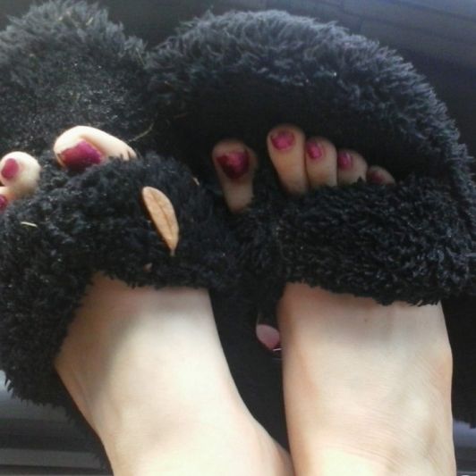 Fuzzy slippers and bare feet 26 pics