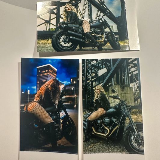 3 Polaroid Black Canary on Harley Motorcycle part 2