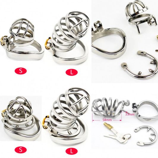 STAINLESS STEEL CHASTITY COCK CAGE