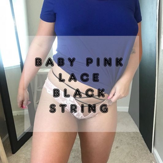 Baby Pink Lace and Black String Pantie