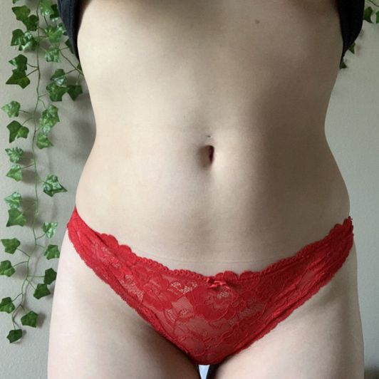 Red Lace Thong Panties