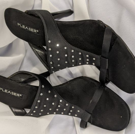 Black studded high heels