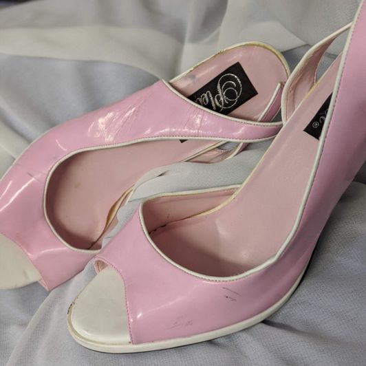 Pink high heels open toe slingback