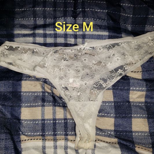 White Lace Thong Size M