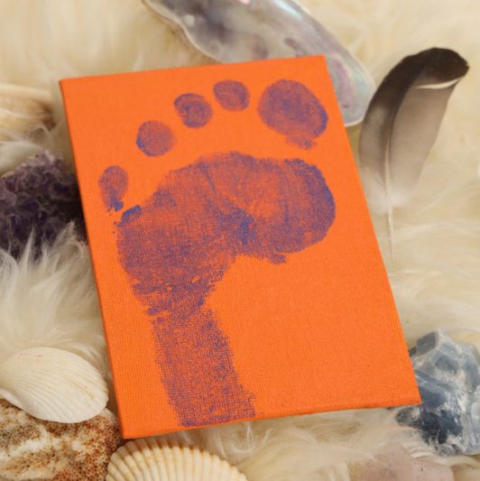 Orange Purple Left foot Stamp Canvas s