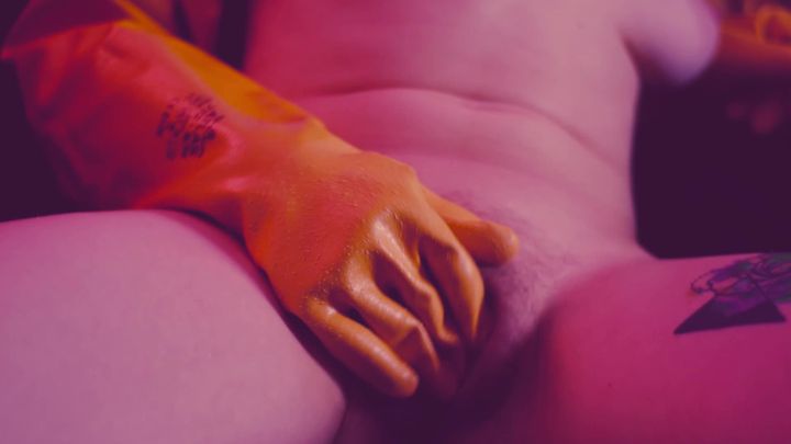 Elbow Length Yellow Glove Masturbation