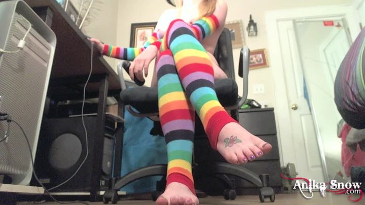 Rainbow Leg Warmers Foot Worship