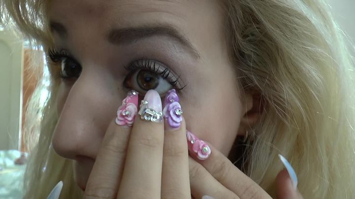Eyeball Touching With Crazy Long Nails