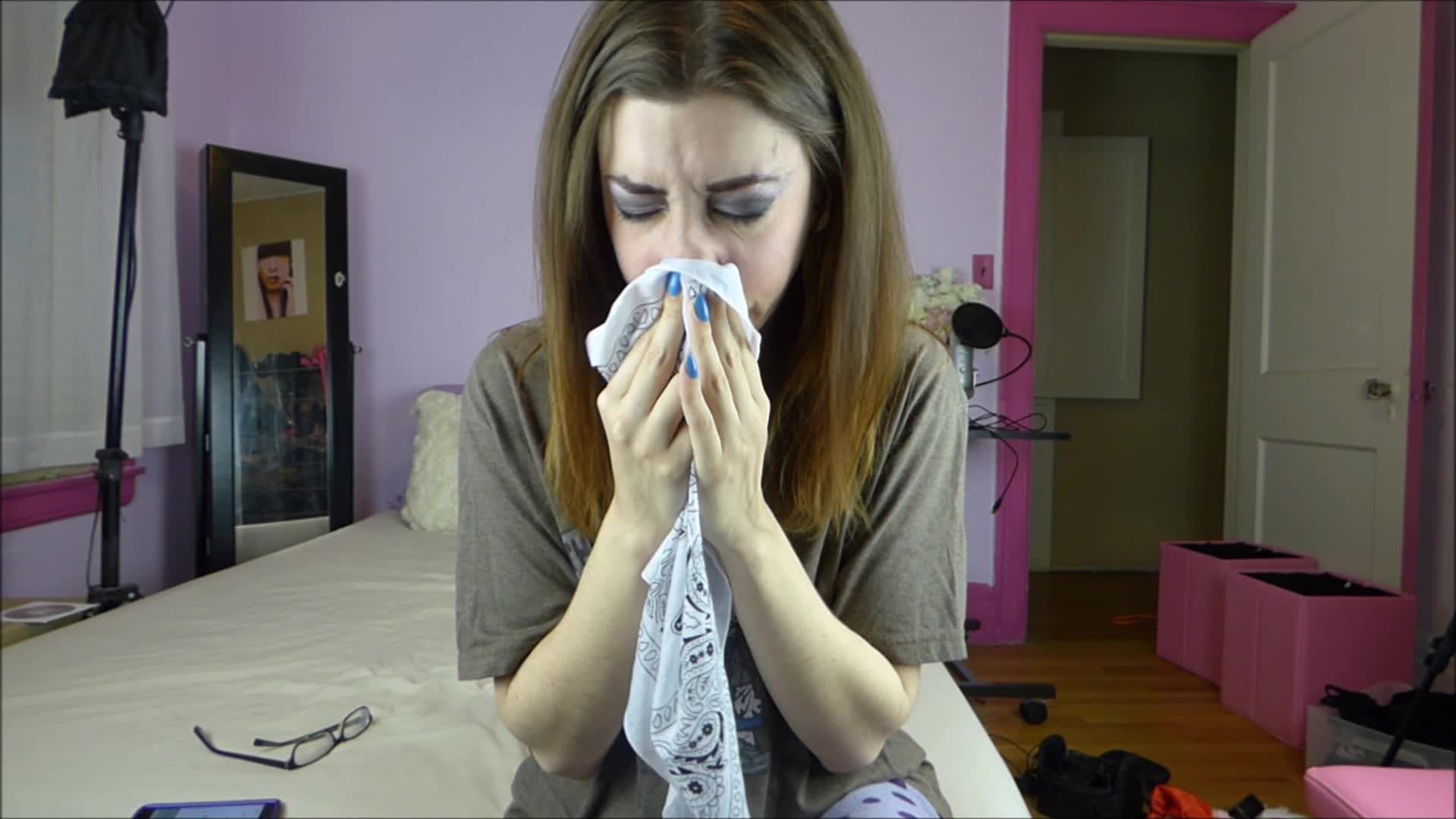 Sammy Blows Her Nose With White Bandana