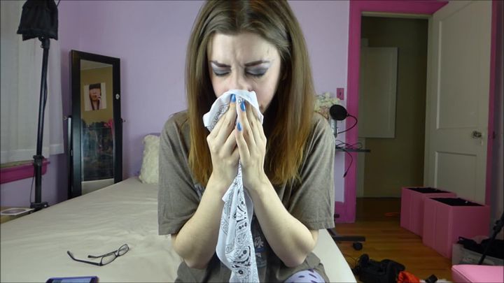 Sammy Blows Her Nose With White Bandana