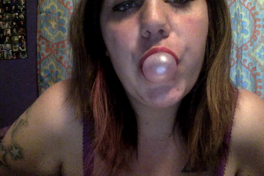 Bubble gum blowing and bubble popping