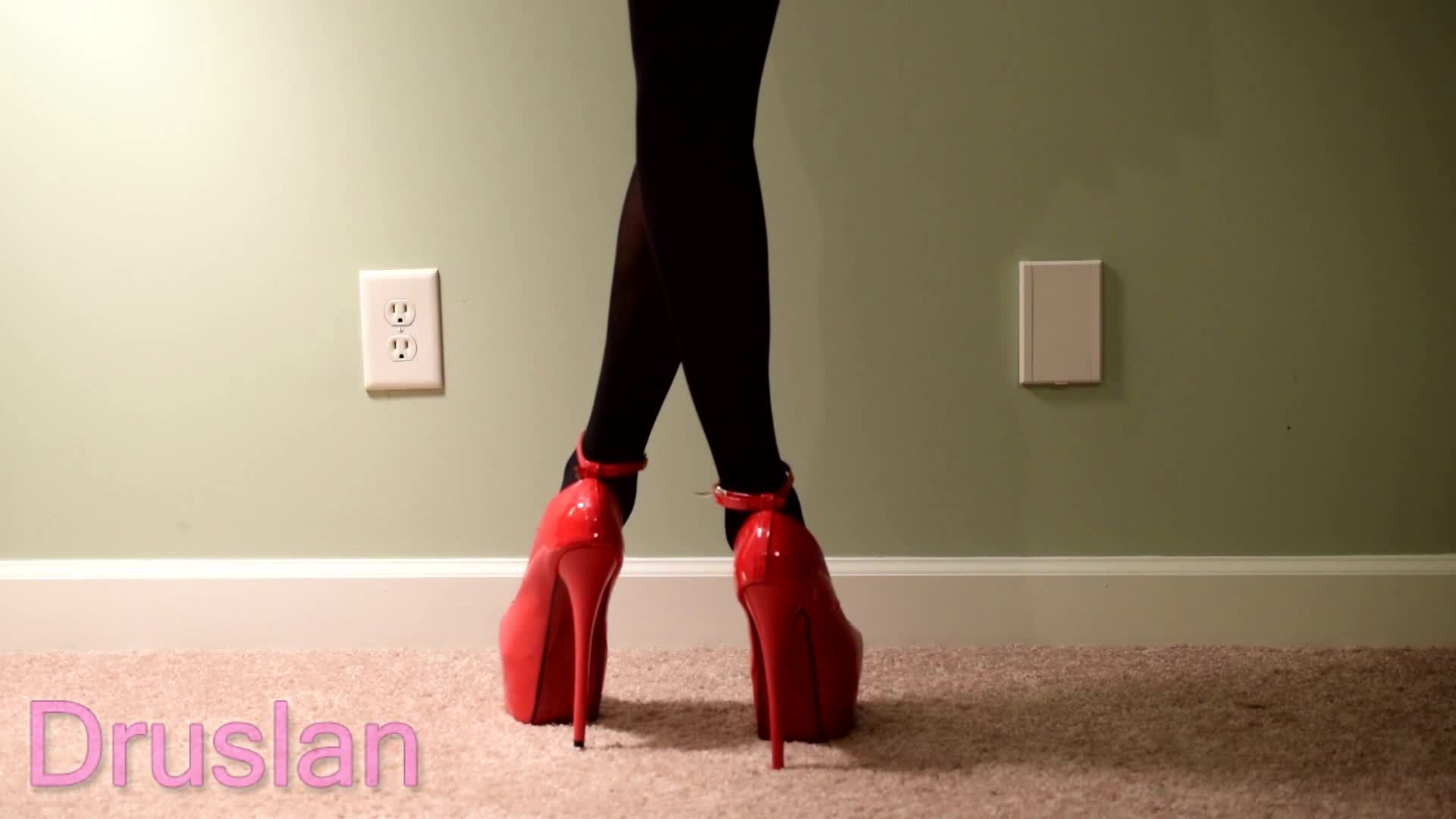 A tease of my red sky high heels