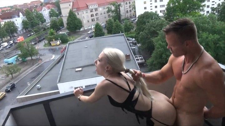Public sex on balcony Facial
