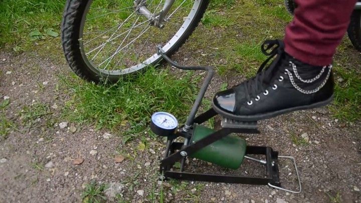 Katya Inflates Bike Tyre Pedal Pumping