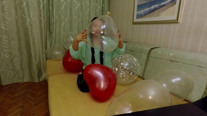 Nathalie Popping Balloons In SkypeShow