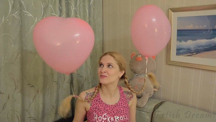 Katya With Helium Pigtails Sit Popping