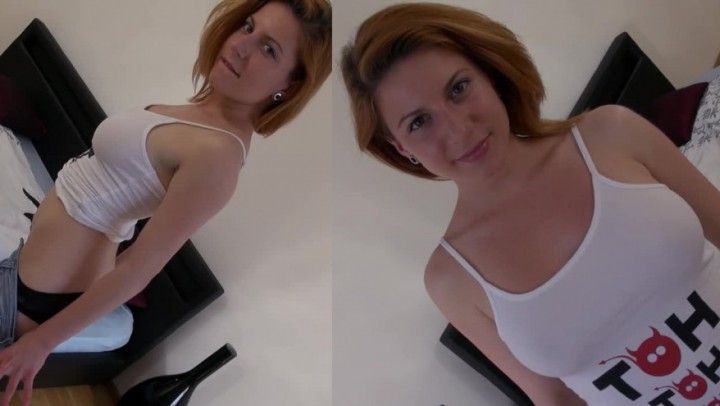 Busty redhead girl seduced and creampied