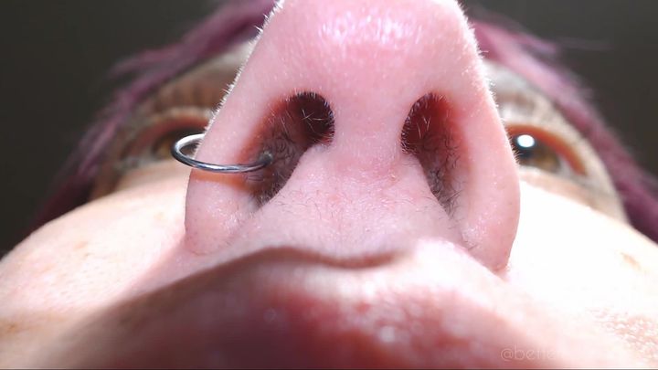 Full extreme close-up nose exploration