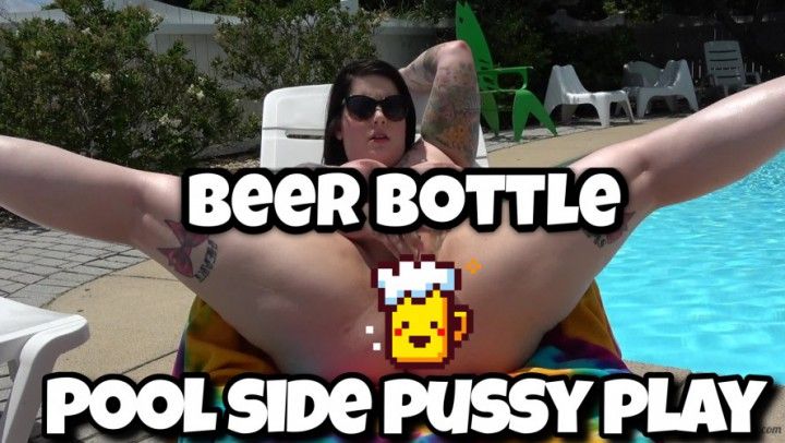 Bbw Public Poolside beer bottle fuck