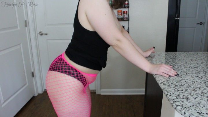 Fatty in Pink Fishnets Teases You